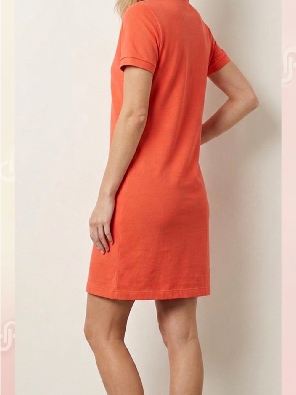 J. Crew Coral Short Sleeve Polo Dress Knee Length Size Medium Cotton - Picture 2 of 12